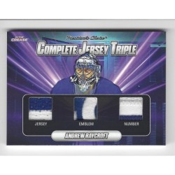 2022 President's Choice Trading Cards IN THE CREASE COMPLETE JERSEY TRIPLE CJT-28 2/10 ANDREW RAYCROFT