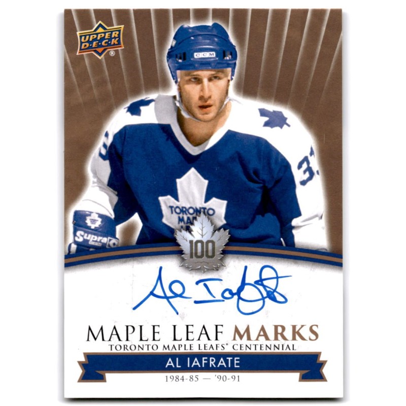 2017-18 Upper Deck Toronto Maple Leafs Centennial Marks Autographs MLM-AI AL IAFRATE