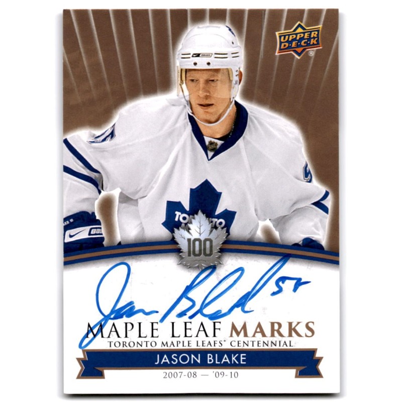 2017-18 Upper Deck Toronto Maple Leafs Centennial Marks Autographs MLM-BL JASON BLAKE