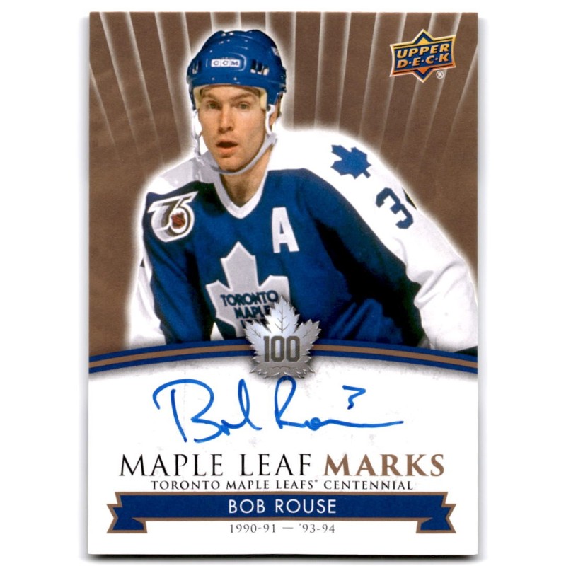 2017-18 Upper Deck Toronto Maple Leafs Centennial Marks Autographs MLM-BR BOB ROUSE