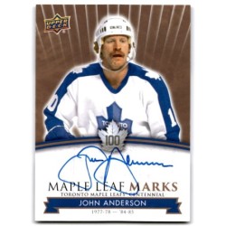2017-18 Upper Deck Toronto Maple Leafs Centennial Marks Autographs MLM-JA JOHN ANDERSON