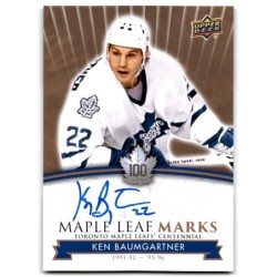 2017-18 Upper Deck Toronto Maple Leafs Centennial Marks Autographs MLM-KB KEN BAUMGARTNER