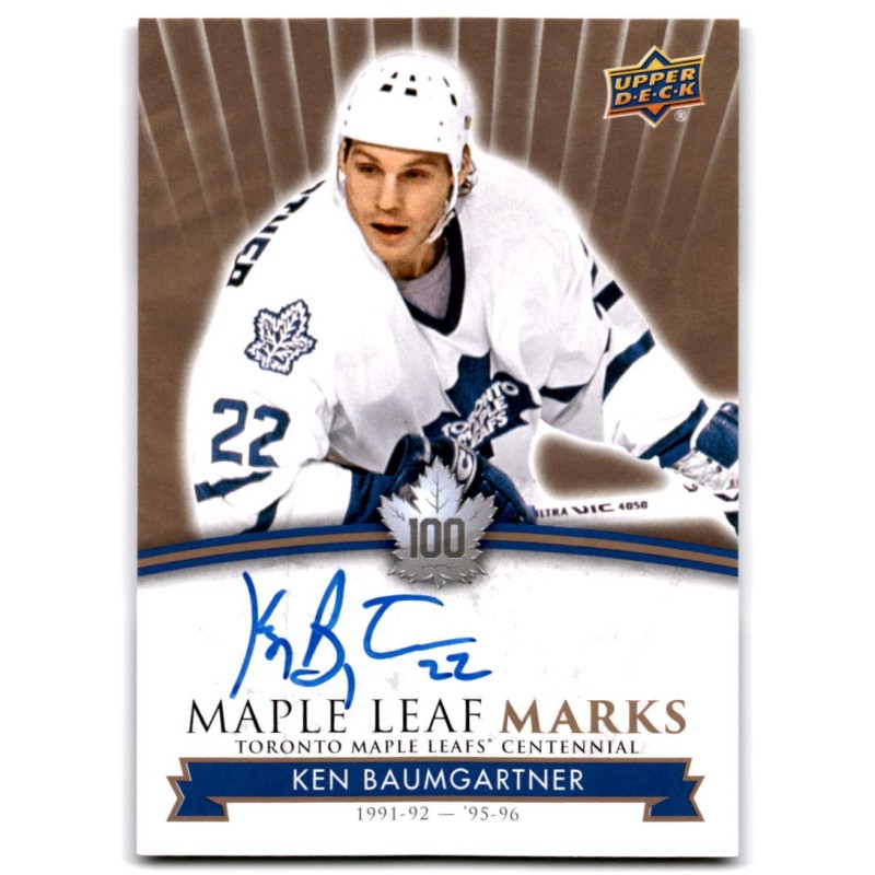 2017-18 Upper Deck Toronto Maple Leafs Centennial Marks Autographs MLM-KB KEN BAUMGARTNER