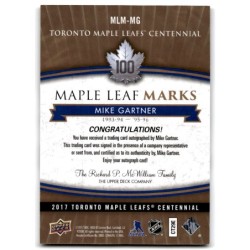 2017-18 Upper Deck Toronto Maple Leafs Centennial Marks Autographs MLM-MG MIKE GARTNER