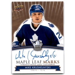 2017-18 Upper Deck Toronto Maple Leafs Centennial Marks Autographs MLM-MK MIKE KRUSHELNYSKI