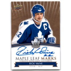 2017-18 Upper Deck Toronto Maple Leafs Centennial Marks Autographs MLM-RV RICK VAIVE