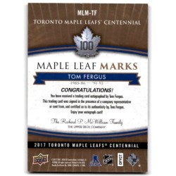 2017-18 Upper Deck Toronto Maple Leafs Centennial Marks Autographs MLM-TF TOM FERGUS