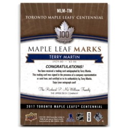 2017-18 Upper Deck Toronto Maple Leafs Centennial Marks Autographs MLM-TM TERRY MARTIN