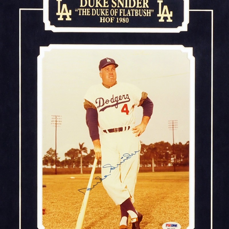 DUKE SNIDER AUTOGRAPHED FRAMED BROOKLYN DODGERS JERSEY