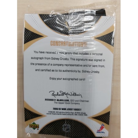 SIDNEY CROSBY 2006-07 UD MINI JERSEY COLLECTION JERSEY AUTOGRAPHS NO. 2 SP!